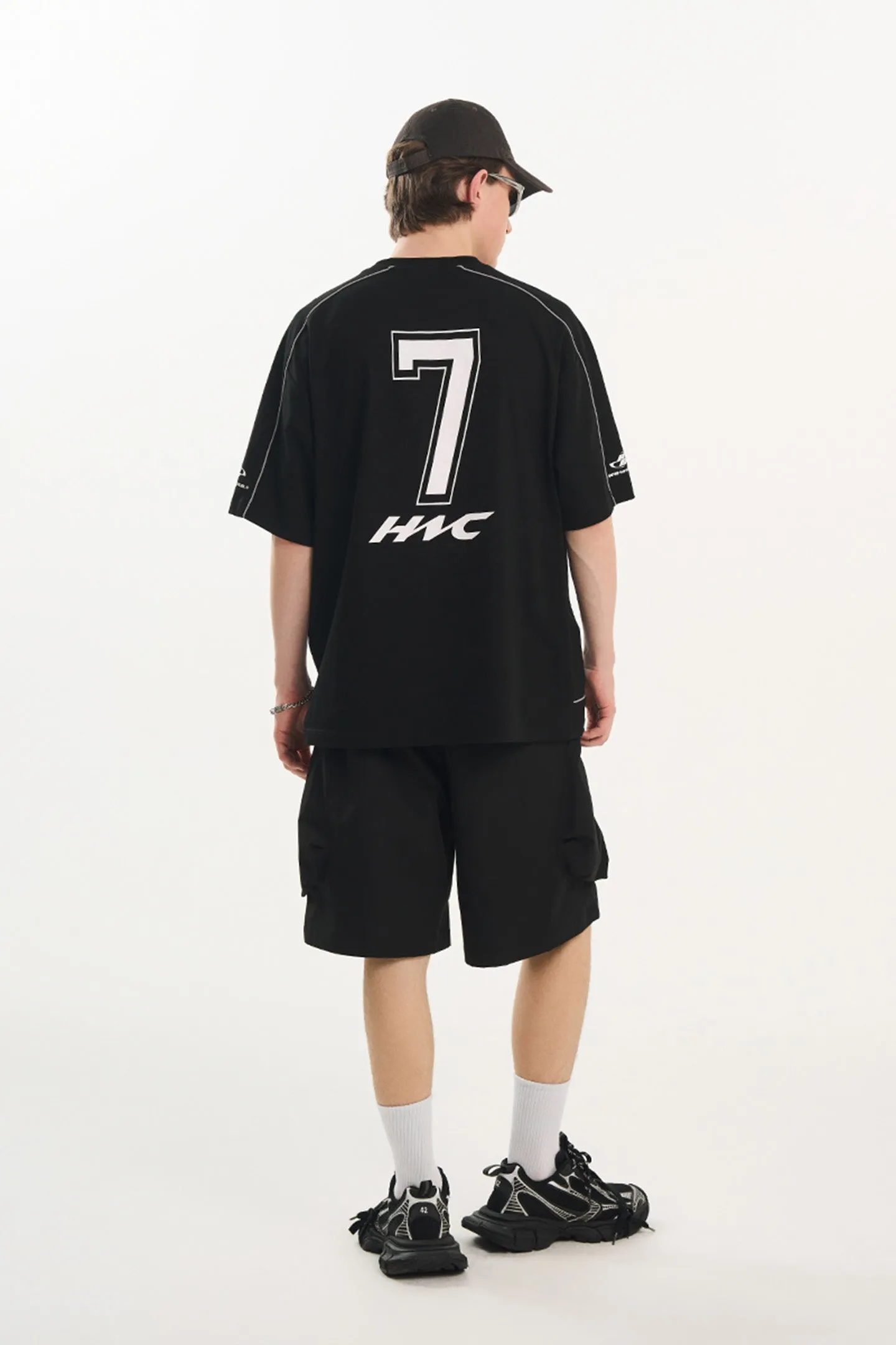 Sports Club Patchwork Print Training Suit Short Sleeves