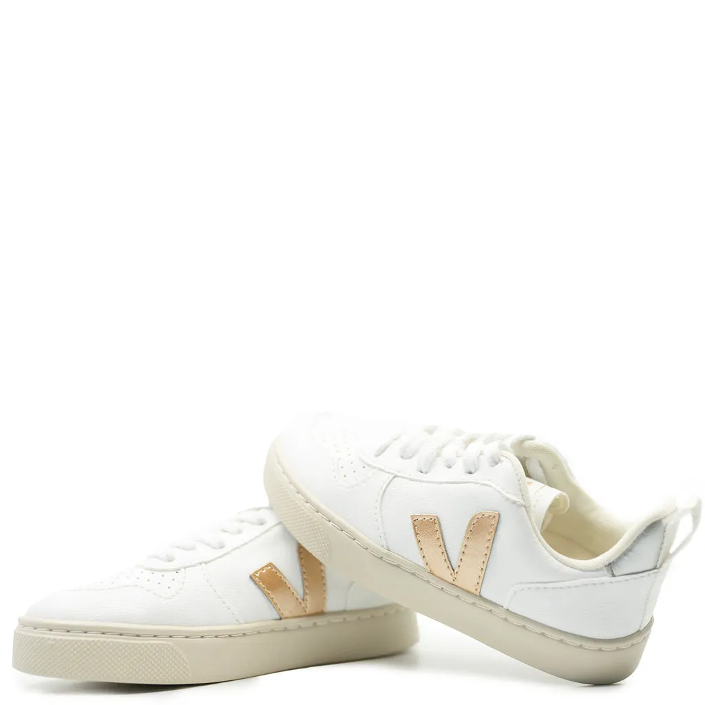 Veja White Gold And Silver Laceup Sneaker