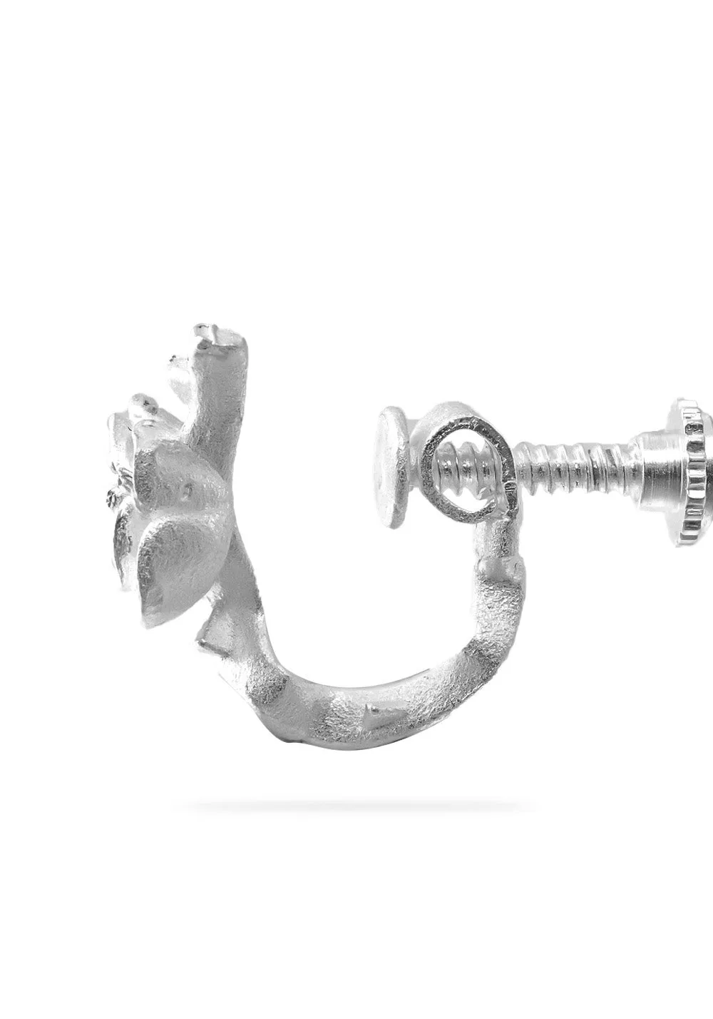 WIC Thorn Rose Red Moissanite Screw Ear Clips.