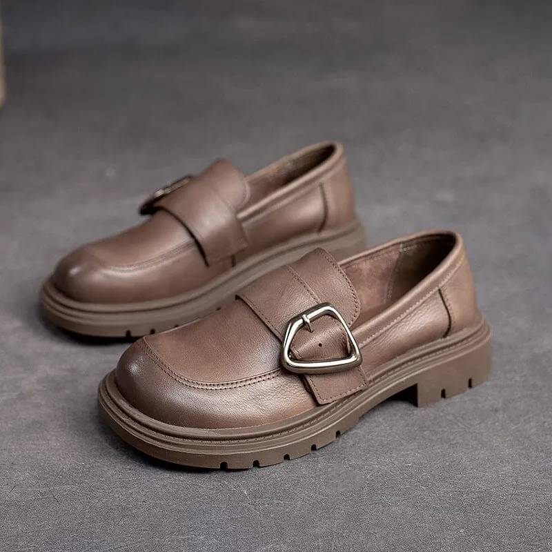Women Spring Retro Leather Casual Shoes