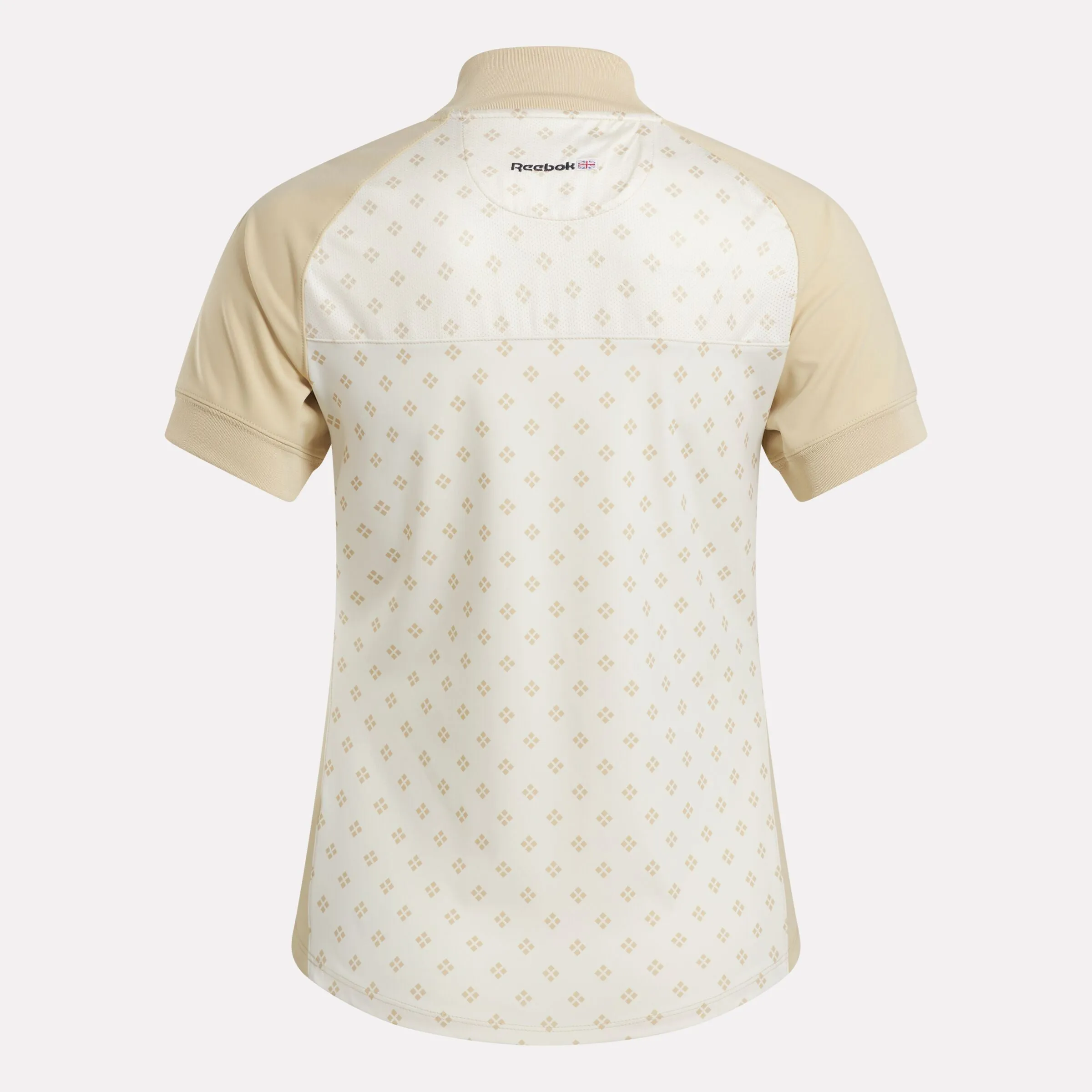Women's Short Sleeve 1/4 Zip Mini Argyle Print Top