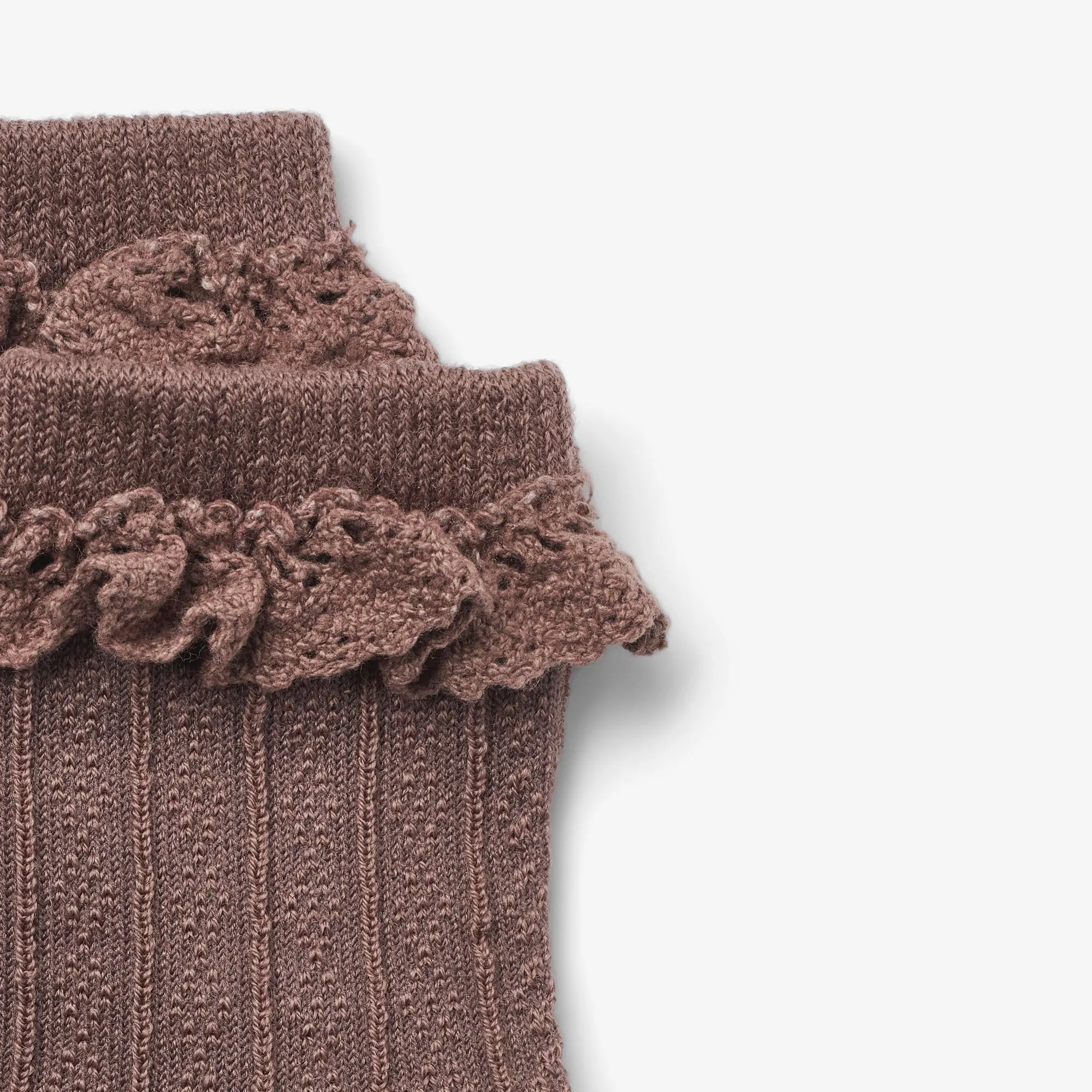 Wool Lace Socks Nora - shadow brown