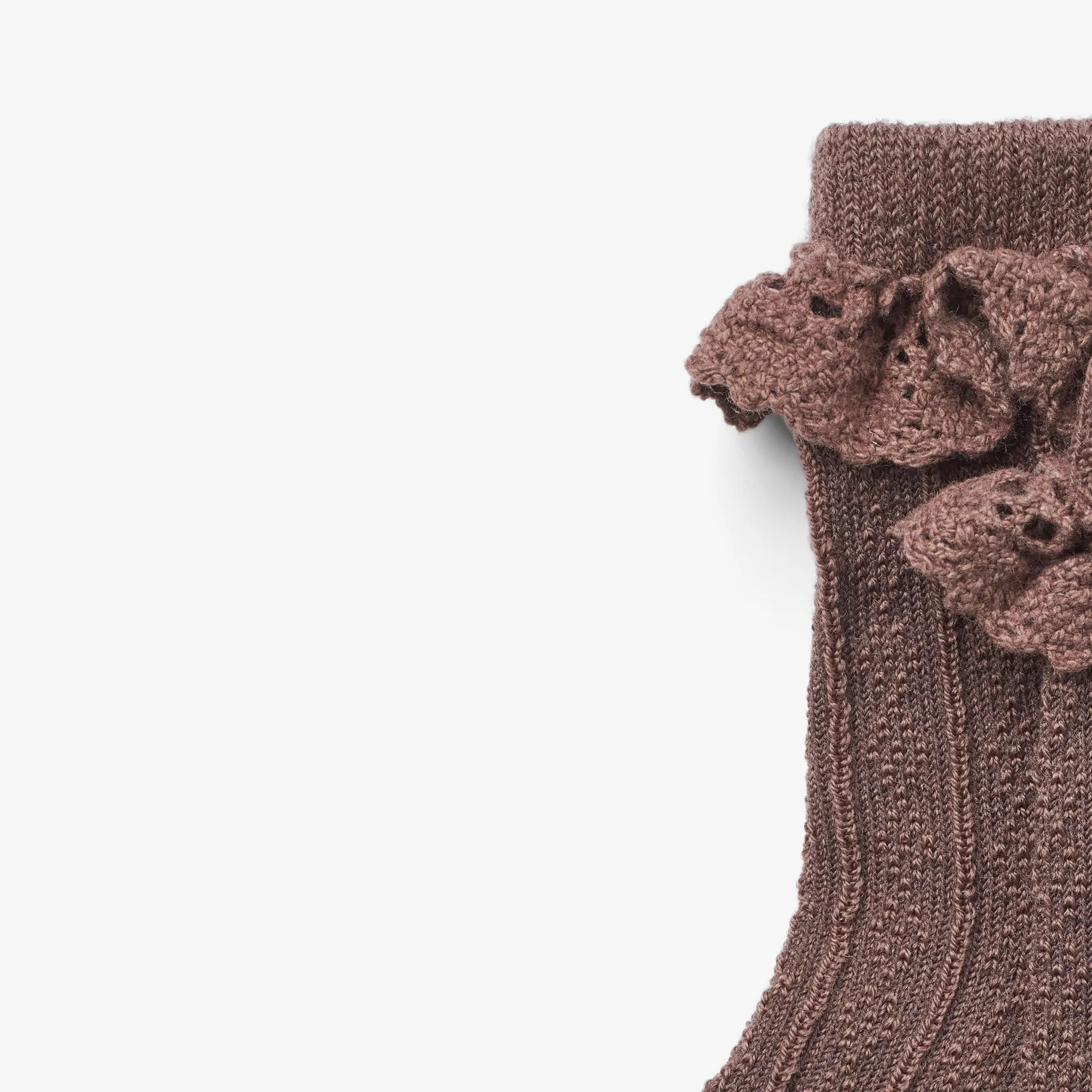 Wool Lace Socks Nora - shadow brown