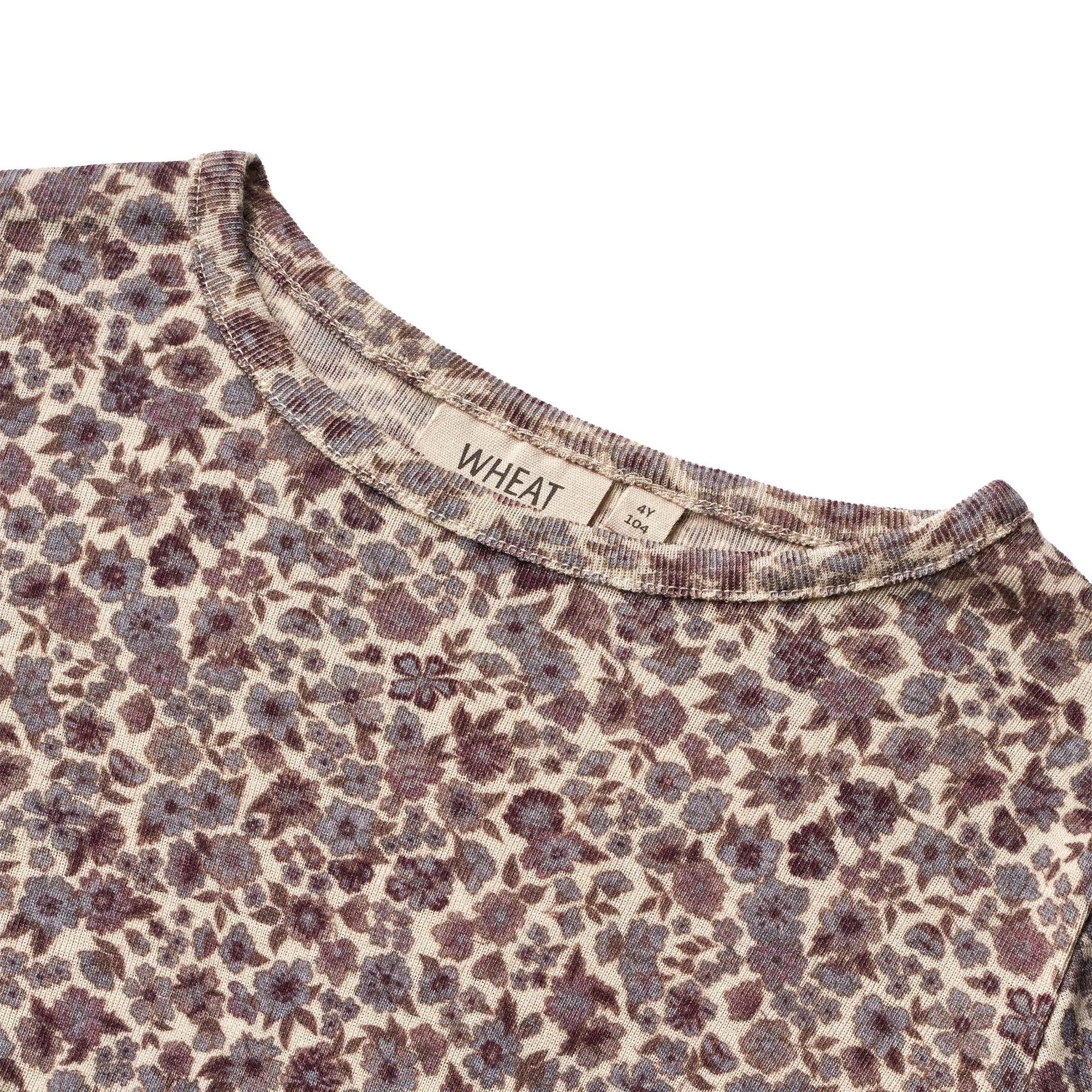 Wool T-Shirt LS - purple flowers