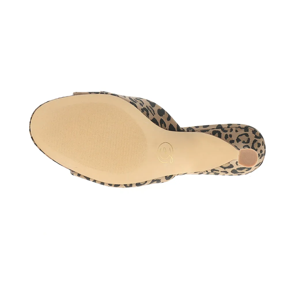 Yolanda Bow Leopard Slide Sandals