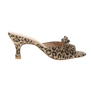 Yolanda Bow Leopard Slide Sandals