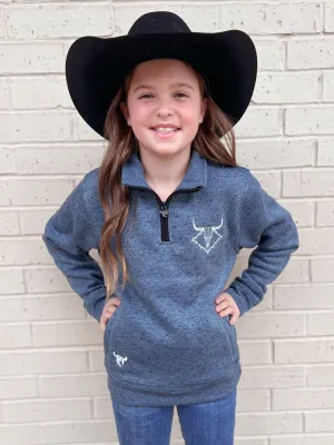 Youth Cowboy Hardware Blue Quarter Zip Pullover