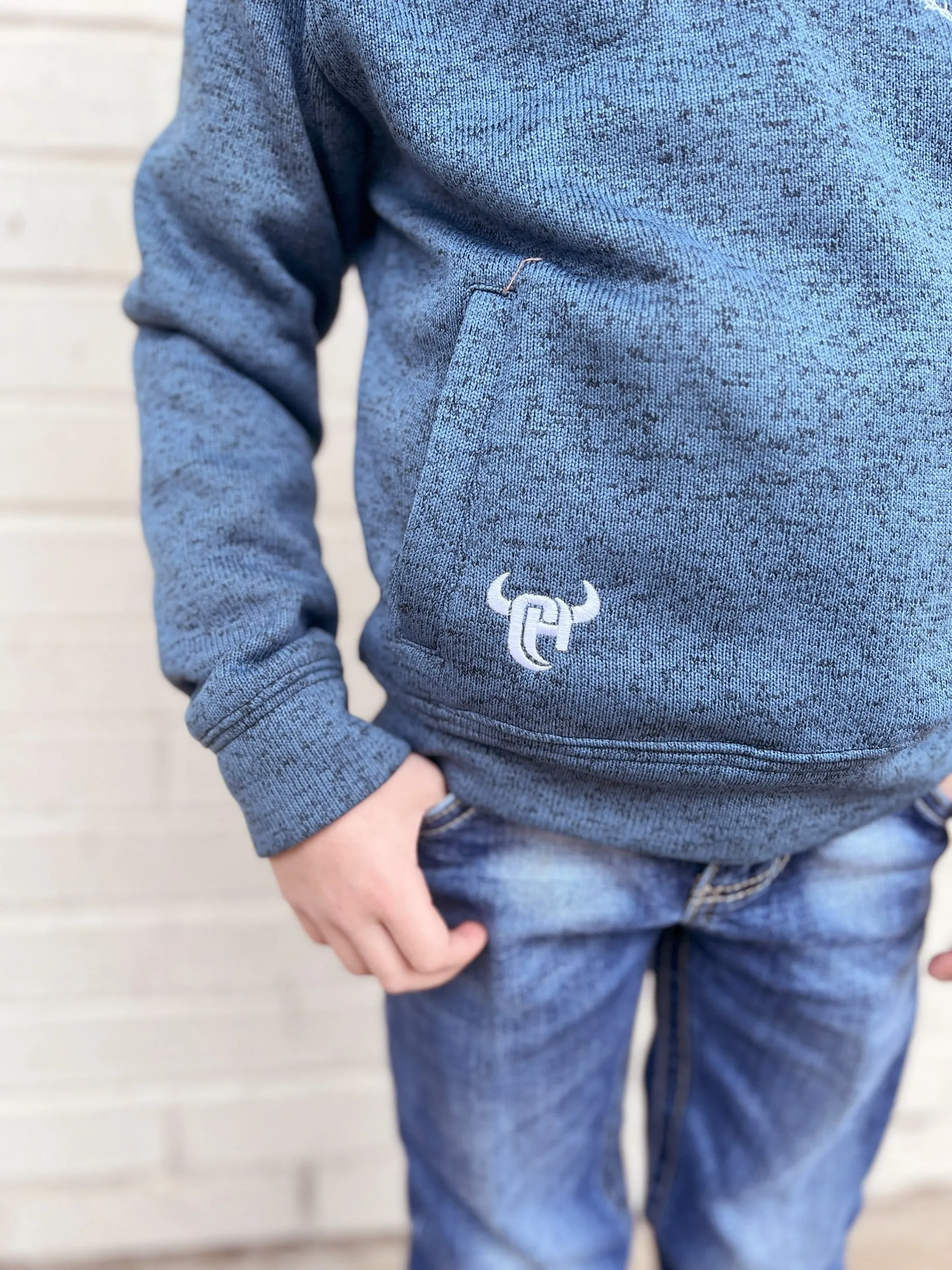 Youth Cowboy Hardware Blue Quarter Zip Pullover